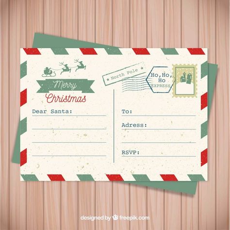 Christmas Envelope Design, Email Christmas Cards, Choco Box, Christmas Letter Template, Santa Card, Christmas Mail, Santa Cards, Christmas Flyer, Christmas Stationery