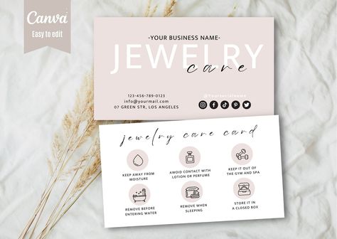 Hawaii Clothing, Jewelry Business Card, Jewelry Care Card, Google Doc Templates, Seamless Backdrop, Jewelry Care Instructions, Packaging Ideas, Care Card, Card Printable