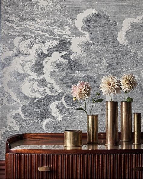 Fornasetti Wallpaper, Flock Wallpaper, Cole And Son Wallpaper, Nina Campbell, Iconic Wallpaper, Interior Wallpaper, Custom Murals, Cloud Wallpaper, Wallpaper Rolls