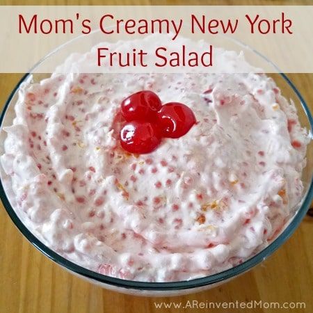 Mom's Creamy New York Fruit Salad - Weekend Potluck 305 Fruity Salads, Mandarin Orange Jello Salad, Noodle Salads, Salad Supreme, Frog Eye Salad, Orange Jello Salads, Refreshing Salads, Easy Fruit Salad Recipes, Jello Salads