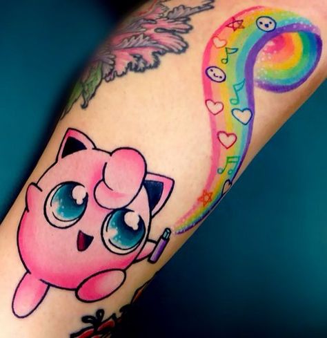 Cute Jigglypuff Pokemon tattoo. Jigglypuff Tattoo, Montreal Tattoo, Pokemon Jigglypuff, Pokemon Tattoo, Best Tattoos For Women, Kawaii Tattoo, Sweet Tattoos, Anime Tattoos, First Tattoo