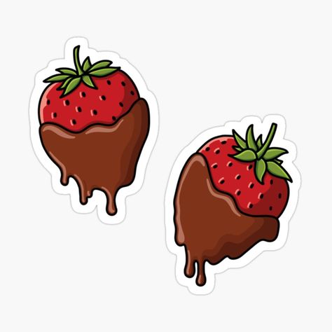 Strawberry Sticker Printable, Strawberry Sticker Aesthetic, Food Stickers Aesthetic, Drawing Stickers Art, Food Stickers Printable, Cute Strawberry Sticker, Strawberry With Chocolate, Chocolate Sticker, Strawberry Stickers