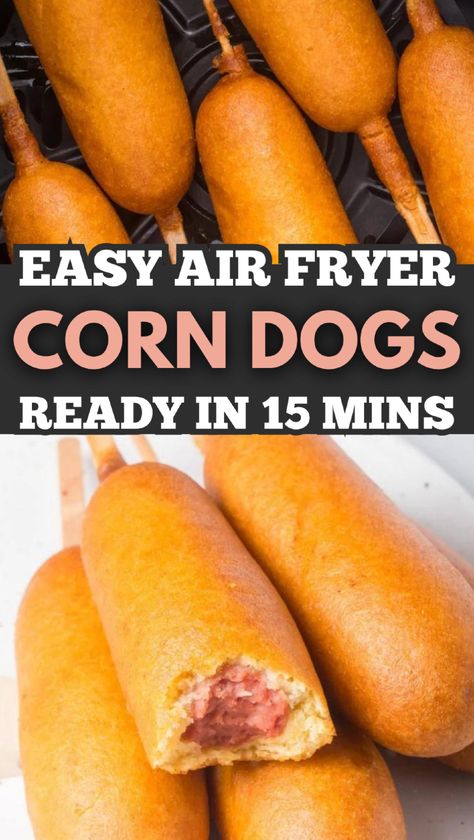 Looking for a quick and tasty treat? Try these air fryer corn dogs! In just 10 minutes, you can have perfectly cooked frozen corn dogs with a crispy outside and a savory filling. They're a fantastic option for after-school snacks or a last-minute dinner. Simply preheat your air fryer, cook the corn dogs, and serve them up with your favorite dips. Let’s get started on this easy air fryer recipe that will satisfy your cravings! Air Fryer Corn Dogs, Air Fryer Corn, Cheap Family Dinners, Dinner Recipes Healthy Family, Lazy Dinners, Air Fryer Recipe, Football Party Food, Tailgating Recipes, Favorite Dips