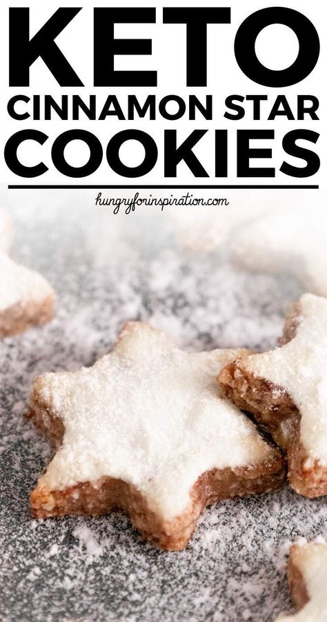 These Keto Cinnamon Star Cookies  will be a perfect addition to your holiday celebrations! They're super easy to make, you only need 5 ingredients and with 0.2g net carbs per cookie they're perfect for the Keto diet! Best Keto Christmas Cookies / Keto Cookies  (Low Carb Cookies) #keto #ketodiet #ketorecipes #ketogenic #ketogenicdiet #ketodessert #lowcarb #lowcarbrecipes #lowcarbdiet #christmascookies Cinnamon Star Cookies, Keto Pastry, Keto Christmas Cookies, Keto Cinnamon, Keto Treats, Keto Cookie Recipes, Keto Holiday, Keto Christmas, Low Carb Cheesecake