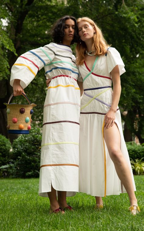 Rosie Assoulin Criss Cross Applesauce Striped Cotton Dress Ethno Style, Resort 2020, Rosie Assoulin, Cotton Midi Dress, Maxi Dress Cotton, White Dresses, Mode Vintage, Vogue Paris, Mode Inspiration