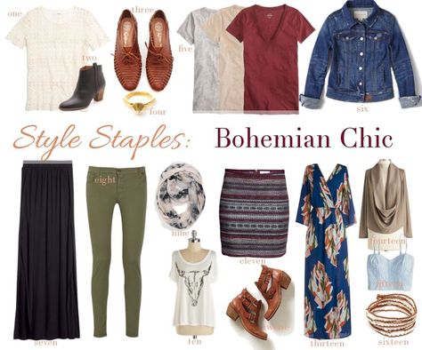 Boho staples bohemian capsule wardrobe Boho Minimalist Fashion, Minimalist Fashion Capsule Wardrobe, Outfit Staples, Bohemian Wardrobe, Chic Capsule Wardrobe, Bohemian Outfit, Style Staples, Fashion Rules, Boho Mode