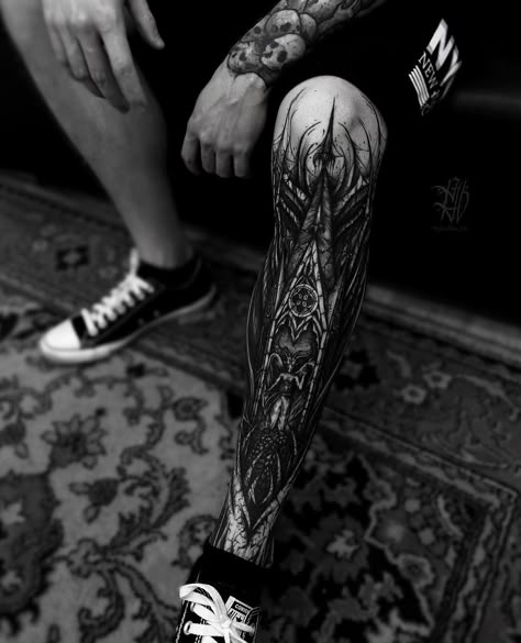 Gothic Castle | Healed I can draw tattoo sketches, illustrations, covers and logos for you. For all questions, please contact the direct… | Instagram Gothic Upper Arm Tattoo, Gothic Shin Tattoo, Gothic Castle Tattoo Design, Gothic Building Tattoo, Gothic Blackwork Tattoo, Gothic Leg Tattoos, Goth Leg Tattoo, Dark Back Tattoos, Dark Castle Tattoo