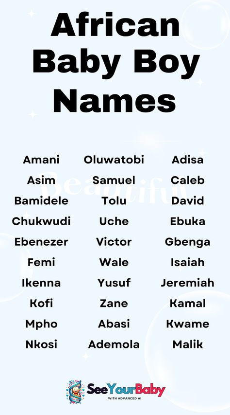 Discover rare African baby boy names that are making waves in 2024! These names are full of cultural depth and timeless charm. Perfect if you're looking for something fresh and unique. African Baby Boy Names, African Boy Names, Rare Boy Names, African Names, African American Names, Boys Names Rare, Black Boy Names, Names Generator, African Name