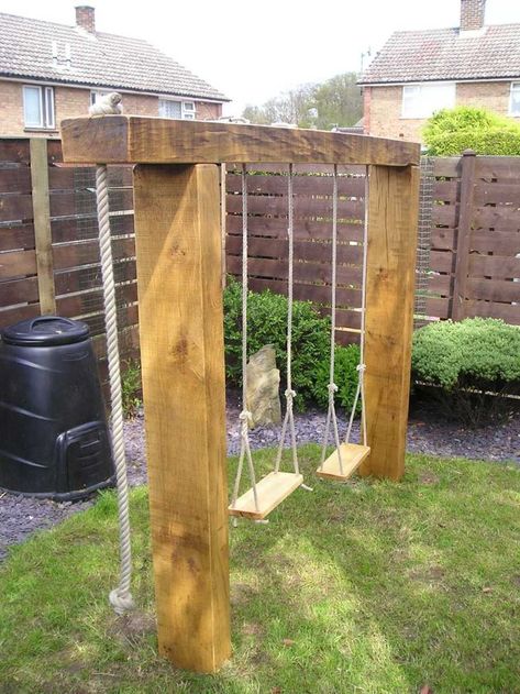 Kid Friendly Backyard, Playground Landscaping, Backyard Swings, Garden Swing Seat, Diy Playground, Wooden Swing, Natural Playground, Garden Swing, Playground Design