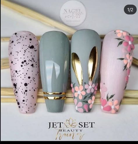 Easter Nail Designs, Easter Nail Art, Spring Nail Art, Easter Nails, Floral Nails, Fancy Nails, Chic Nails, Nail It, Flower Nails