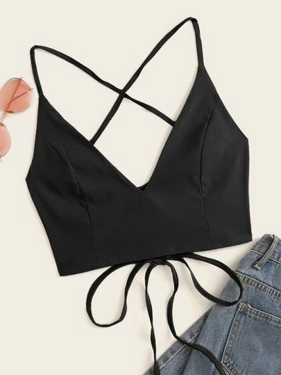 Sexy Tops | Tops, Tees & Blouses | SHEIN USA Backless Cami Top, Plus Size Tank Tops, Cami Crop Top, Mode Inspo, Black Crop Tops, Cami Top, Fashion Sewing, Cami Tops, Cute Casual Outfits