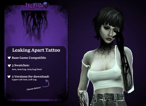 Leaking Apart Tattoo 🖤🌑 Sims 4 Black Out Tattoo, Sims 4 Mm Tattoos, Tattoo Sims 4 Cc Patreon, Sims 4 Injury Cc, Sims 4 Skull Cc, Sims 4 Hand Tattoos, Sims 4 Trad Goth Cc, Sims 4 Neck Tattoo Cc, Sims 4 Grim Reaper Cc