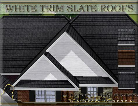 hatshepsut's WhiteTrimSlateRoofs NEED TO DOWNLOAD Sims 3 Cc Finds, Roof Trim, Roof Edge, Sims Games, Sims 4 Cc Furniture, Slate Roof, Sims 4 Build, House Roof, Sims 4 Houses