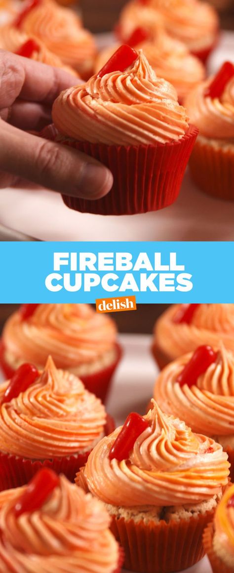 Fireball Cupcakes, Fireball Recipes, Boozy Cupcakes, Cupcake Videos, Fireball Whiskey, Boozy Desserts, Köstliche Desserts, Savoury Cake, Bagels