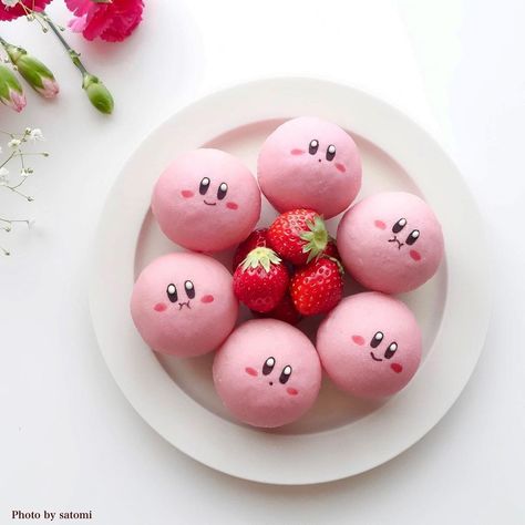 Kirby Desserts, Kirby Snacks, Bakery Snacks, Strawberry Mochi, Themed Desserts, Funny Food, Elegant Tattoos, Food Inspo, Food Goals