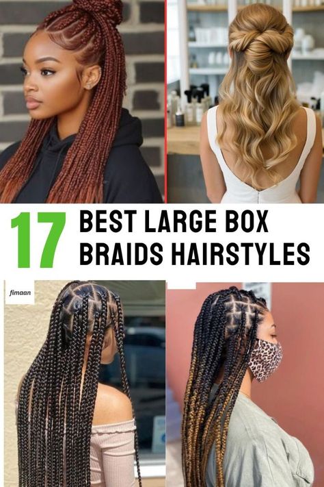 Discover 17 stunning large box braid hairstylesfrom bold two-tone braids to chic half-up styles with accessoriesPerfect for adding volumelengthand a unique style to your look LargeBoxBraids BoxBraidsStyles BraidedBeauty ProtectiveStyles HairInspo BraidsWithBeads Box Braids Hairstyles Large, Half Up Half Down Box Braids, Large Box Braids Hairstyles, Large Box Braids Styles, Box Braid Styles, Blue Box Braids, Box Braid Hairstyles, Ombre Box Braids, Black Box Braids