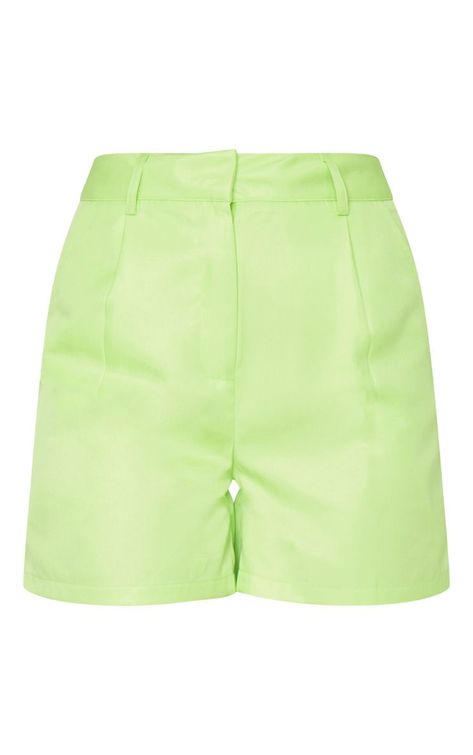 Neon Prom Dresses, Womens High Waisted Shorts, Lime Green Shorts, Tie Up Heels, Tailored Shorts, Belted Shorts, Mom Shorts, High Rise Shorts, Green Shorts