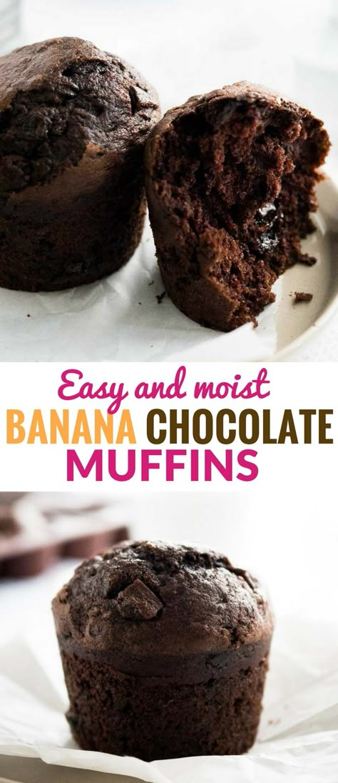 Banana Cocoa Muffins, Moist Chocolate Banana Muffins, Choco Muffin Recipe, Choco Banana Muffins, Healthy Chocolate Banana Muffins, Banana Muffins Chocolate, Bakery Style Banana Muffins, Banana Muffins No Sugar, Chocolate Banana Muffins Healthy