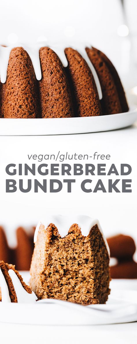 Soft, spiced, sweet, and EASY. This Vegan Gingerbread Bundt Cake is the perfect Christmas recipe with healthier ingredients and dreamy glaze drizzle on top! #VitamixPartner #vegan #glutenfree #christmas #gingerbread #easyrecipe #cake #cake #plantbased via @feastingonfruit Gingerbread Bundt Cake, Healthy Vegan Dessert, Dinner Recipes Ideas, Mousse Au Chocolat Torte, Feasting On Fruit, Cheesecake Vegan, Gluten Free Gingerbread, Vegan Gingerbread, Cake Vegan