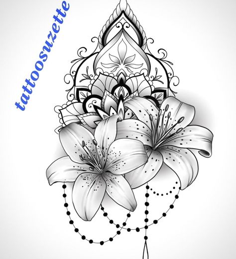 mandala flower tattoo design #tattooideas #tattoo #flowertattoos Tiger Lily Mandala Tattoo, Tattoo Lily Flower, Mandala Flower Tattoo Design, Floral Com Mandala, Mandala Floral Tattoo Design, Mandala Floral Tattoo, Mandala Flower Tattoo, Flower Mandala Tattoo, Tattoo Lily