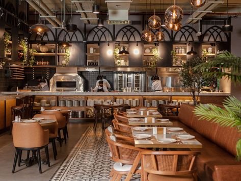 Mediterranean Restaurant Design, Shawarma Restaurant, Charcoal Grilled Chicken, Lebanese Restaurant, Middle Eastern Restaurant, Modern Restaurant Design, Modern Restaurant, Family Restaurants, Leather Furniture