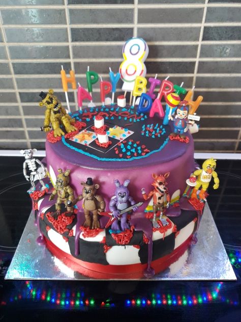 #Fivenightsatfreedy's #birthday #cake #8 Fnaf Security Breach Cake, Security Breach Party Ideas, Fnaf Birthday Cake Ideas, Five Nights At Freddy's Birthday Ideas Cake, Fnaf Party Ideas, Fnaf Birthday Cake, Fnaf Birthday Party Ideas, Fnaf Cakes, Fnaf Cakes Birthdays