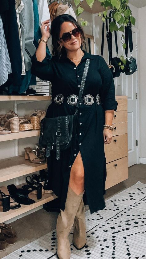 Black Shirt Dress Fall Outfit, Shirtdress Styling Outfit Winter, Chic Black Shirt Dress With Relaxed Fit, Black Midi Shirt Dress For Day Out, Fall Workwear Mid-length Shirt Dress, Shirt Dress Outfit Winter, Taryn Truly, Casual Black Dress Outfit, Taryn Midsize