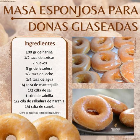 La Brioche Gourmet •Food&Book on Instagram: “✅ Receta🌟🌟🌟 Masa Esponjosa para Donas Glaseadas👉👉esponjosas y muy suaves😉👉😬🤗una completa delicia que debes incluir en tu recetario…” Donas Aesthetic, Recetas Aesthetic, Postres Aesthetic, Flan Recipe Easy, Mini Donut Recipes, Easy Donut Recipe, Easy Donuts, Homemade Donuts Recipe, Puerto Rico Food