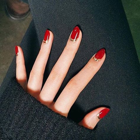 Red And Gold Nails, Red Nail Art, Red Manicure, Red Acrylic Nails, Nails Aesthetic, Red Nail Designs, Nails Red, Super Nails, Red Nail