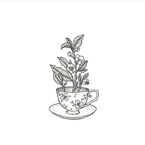 Flowers In Coffee Mug Tattoo, Yea Pot Tattoo, Best Friend Tattoos Teacup, Coffee Cup Flower Tattoo, Floral Coffee Cup Tattoo, Fineline Teacup Tattoo, Chamomile Tea Tattoo, Tea Lover Tattoo, Hot Tea Tattoo