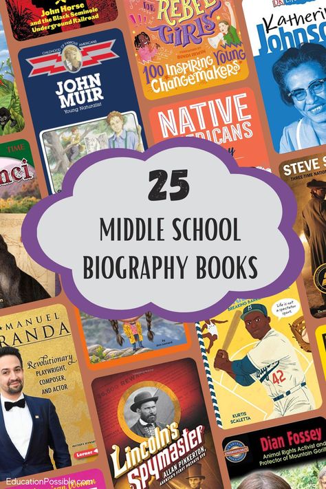 Biographies For Middle School, Books For 7th Graders, Best Autobiographies, Academic Design, Books For Middle Schoolers, Nonfiction Books For Kids, Historical Nonfiction, Middle School Boys, Autobiography Books