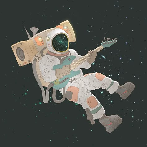 In Space, The Space, The Universe, Universe, Guitar, Sketch, Design, Art