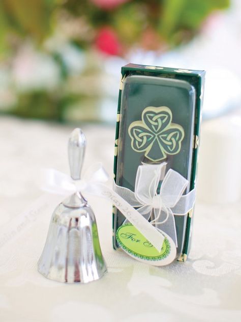 In keeping with an ancient Irish tradition to ward off evil spirits, each guest received a bell to ring as the couple entered the reception tent. Irish Wedding Favors For Guests, Irish Wedding Favors, Renewal Vows, Irish Wedding Traditions, Ancient Irish, Reception Tent, Wedding Extras, Renewal Ceremony, Wedding Traditions