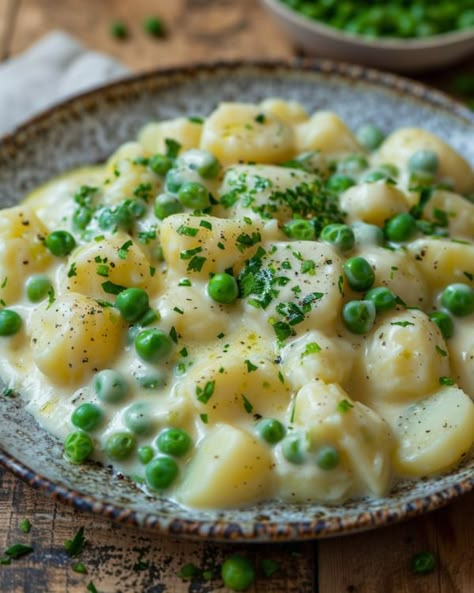 Creamed Peas And Potatoes, Potatoes And Peas, Best Chicken Wing Recipe, Southern Mama, Creamed Peas, Food For The Soul, Pork Salad, Juicy Pork Chops, Creamed Potatoes