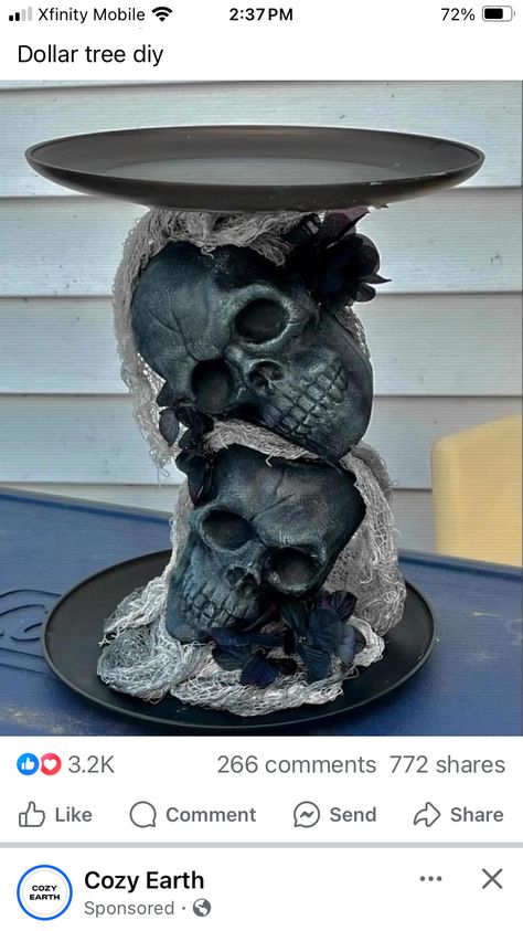 Diy Victorian Gothic Decor Ideas, Halloween Skulls Diy, Diy Witchy Halloween Decor, Goth Crafts Diy, Diy Gothic Decor Crafts, Diy Gothic Home Decor, Skull Decor Diy, Gothic Diy Decor, Gothic Crafts