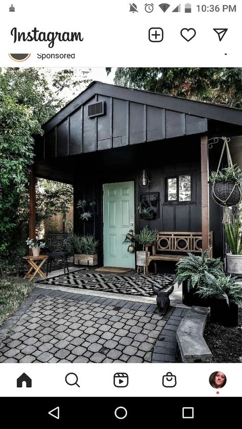 Black She Shed, She Shed Makeover, Shed Craft Room, She Shed Craft Room, Shed To Home, Cash Me Outside, Wood And Brick, Shed To House, Shed Backyard