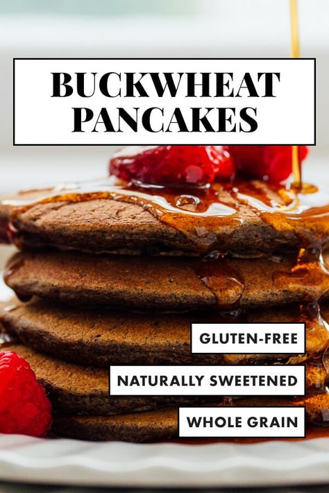 Try buckwheat pancakes for breakfast! This pancake recipe is gluten free and whole grain. It's made with buckwheat flour, which is nutritious with a lovely nutty flavor. These pancakes taste like thicker buckwheat crêpes! #buckwheat #pancakes #buckwheatpancakes #glutenfree #cookieandkate Buckwheat Pancake Recipes, Make Your Own Buttermilk, Buckwheat Crepes, Pancakes For Breakfast, Buckwheat Pancakes, Electric Griddle, Roasted Strawberries, Gluten Free Pancakes, Buckwheat Flour