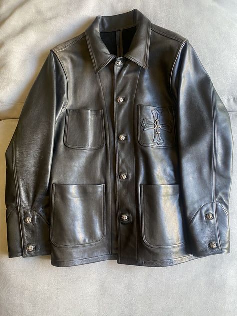 Chrome Hearts Vintage leather jacket Chrome Hearts Vintage, Chrome Hearts Jacket, Chrome Hearts Men, Vintage Chrome Hearts, Chrome Hearts Leather, Hearts Vintage, Heart Costume, Youtube Logo, The Heart Of Man