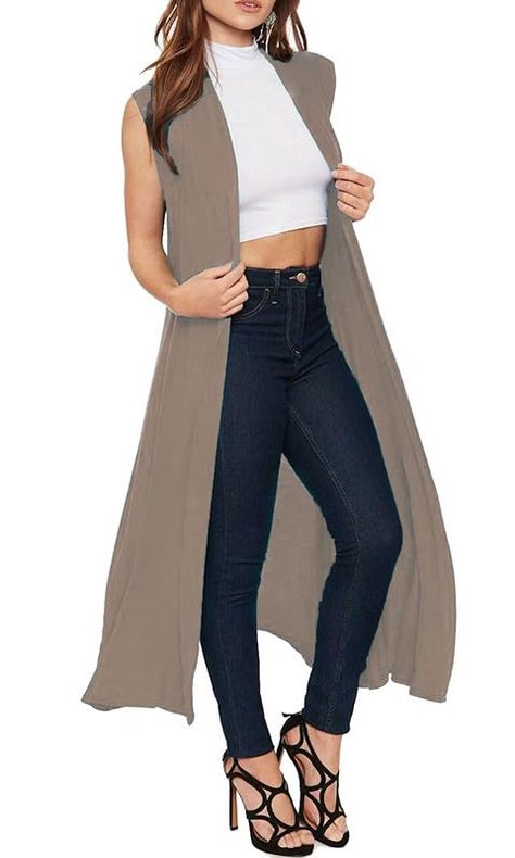 Boyfriend Cardigan, Maxi Cardigan, Collared Top, Duster Jacket, Sleeveless Cardigan, Sleeveless Jacket, Collar Top, Viscose Fabric, Blazer Coat