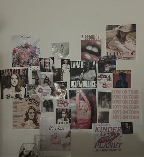 Poster Room Ideas Bedrooms, Grungequette Room, Coquette Grunge Room, Poster Placement Ideas, Rockstar Gf Bedroom, Rockstar Gf Room, Poster Placement, Lana Del Rey Room, Album Wall