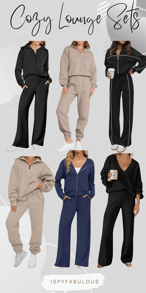 These cozy lounge sets only look expensive. They're all under $50 and currently on sale for even more. A great deal and they'll be so comfortable, while still looking pulled together for fall. Click the link to head to the post to see them all. Casual Outfits Lazy, Comfy Casual Outfits Lazy Days, Lounge Pants Outfit, Outfits Lazy Days, Sweatsuit Outfit, Matching Sweatsuit, Matching Lounge Set, Outfits Lazy, Winter Pants Outfit