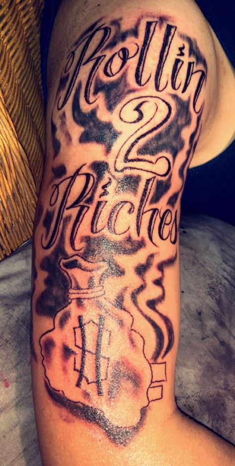 #tattoodesigns #tattoos #tattoosforguys #neighborhood Rags To Riches Tattoo, Neighborhood Tattoo, Crip Tattoos, Rags To Riches, Half Sleeve Tattoos For Guys, French Nail Designs, French Nail, Design Drawings, Half Sleeve Tattoo