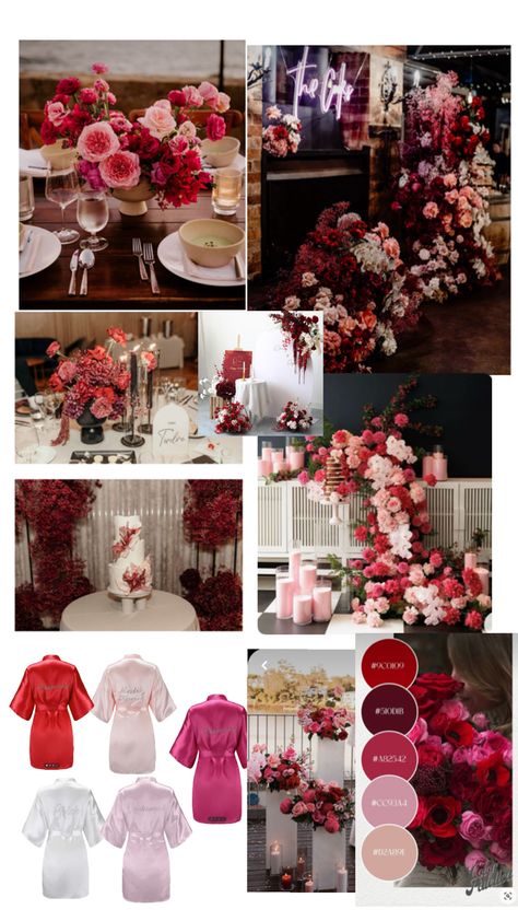 Magenta Wedding Theme, Raspberry Wedding, Pink Flower Arrangements, Magenta Wedding, Pink Wedding Decorations, Red Wedding Theme, Hot Pink Weddings, February Wedding, Pink Wedding Theme