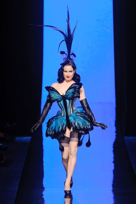 Jean Paul Gaultier Couture 2014- HarpersBAZAAR.com Jean Paul Gaultier Haute Couture, Couture 2014, Paul Gaultier Spring, Butterfly Costume, Fashion Week Spring 2014, Look Retro, Couture Mode, Butterfly Effect, Dita Von