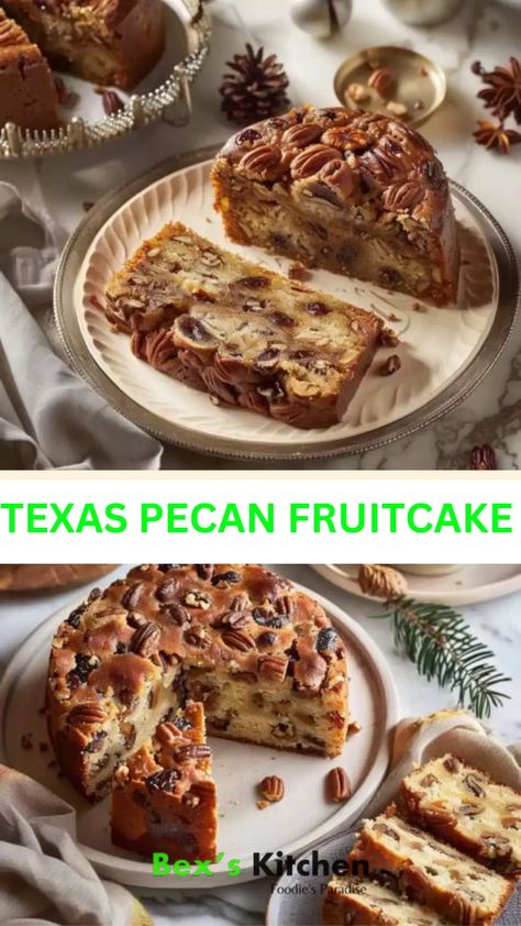 Texas pecan fruitcake – Bex’s Kitchen Texas Pecan Fruitcake Recipe, Texas Fruit Cake Recipe, Pecan Fruit Cake Recipe, Christmas Day Meals, Best Fruitcake, Cookies Frosting, Fruit Cake Christmas, Green Cherries, Fruitcake Recipes