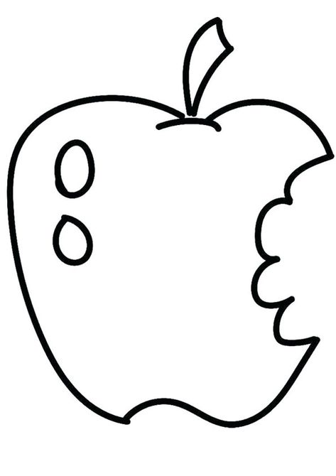 Apple Pattern Printable, Half Eaten Apple, Thema Fruit, Fruit Coloring Pages, Future Teacher, Apple Coloring, Coloring Pages For Kids, Cartoon Drawings, Coloring Page