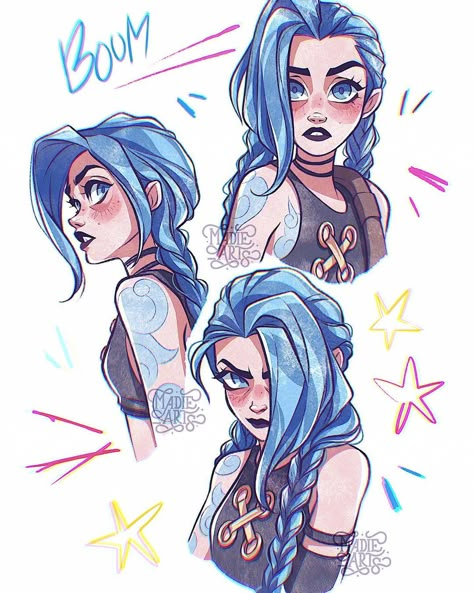 Madie | Digital Artist on Instagram: "Jinx 🔫💥 ~ Still can’t believe I get to see my favorite champions on such an amazingly well done show 😭 thank you @arcaneshow…" Legend Drawing, League Of Legends Poster, Jinx League Of Legends, League Of Legends Characters, Arte Sketchbook, Dessin Adorable, Well Done, Artist On Instagram, Sketchbook Art Inspiration