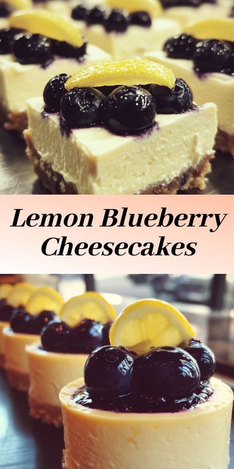 Indulge in the delightful blend of tangy lemon and juicy blueberries with these easy-to-make mini cheesecakes. Perfectly portioned, they're a great treat for any occasion! Mini Blueberry Cheesecakes, Lemon Blueberry Cheesecake, Cheesecake Lovers, Blueberry Cheesecake, Mini Cheesecakes, Home Baking, Party Desserts, Lemon Blueberry, Blueberries