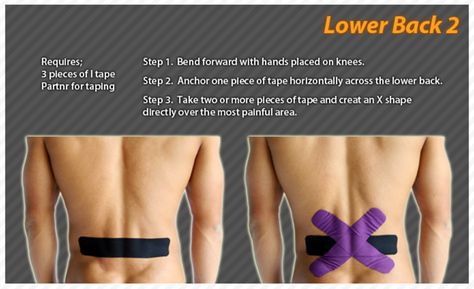 Kinesiology taping instructions for the lower back #ktape #ares #back Lower Back Kt Taping, Kt Tape Back, K Tape, Kt Tape, Kinesio Taping, Sports Tape, Kinesiology Taping, Massage Benefits, Hip Flexor