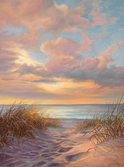 A moment of Tranquility,  Lucie Bilodeau, Artist Ocean Paintings, Beach Art Painting, Sea Painting, Ocean Painting, Beach Painting, Diy Tips, Coastal Art, Seascape Paintings, Sand Dunes